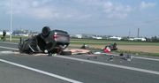 Zjechała na przeciwległy pas, uderzyła w ciężarówkę i dachowała. Groźny wypadek w Kaliszu