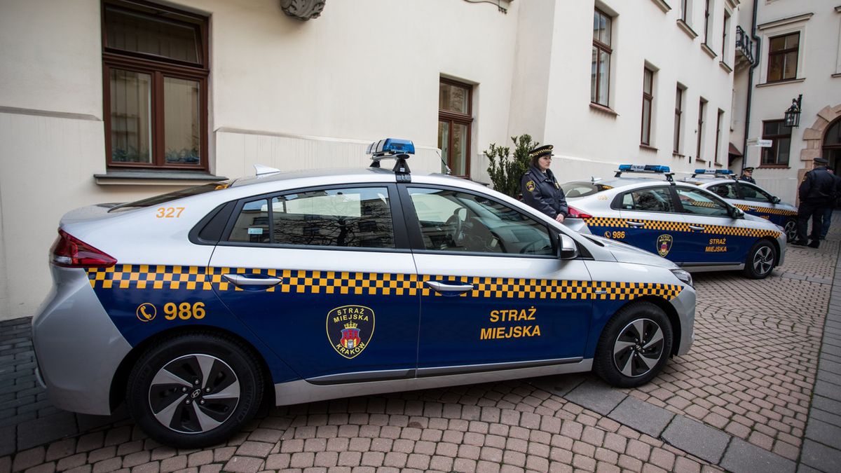 Samochody hybrydowe krakowskiej straży miejskiej.