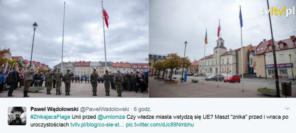 W Łomży zdemontowano unijną flagę. Przez zastępcę Błaszczaka?
