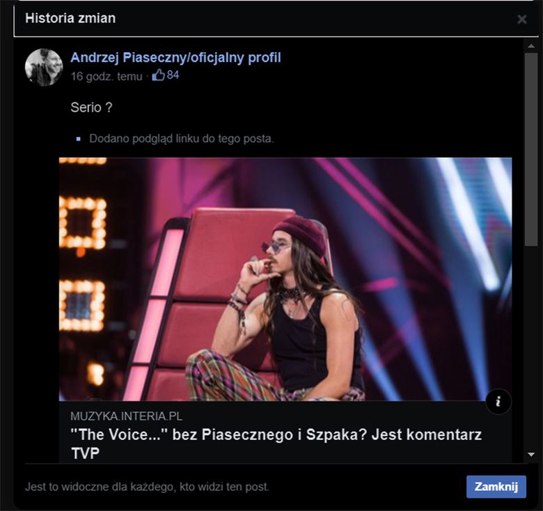 Andrzej Piaseczny komentuje decyzje TVP