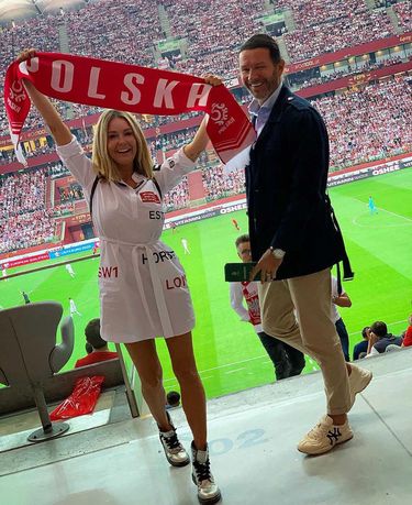Małgorzata Rozenek i Radosław Majdan na meczu Polska-Austria