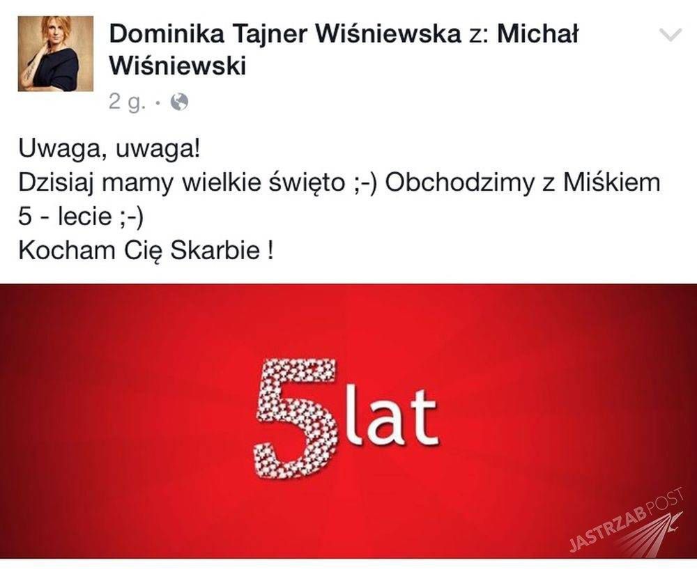 5-ta rocznica związku Michała Wiśniewskiego i Dominiki Tajner
