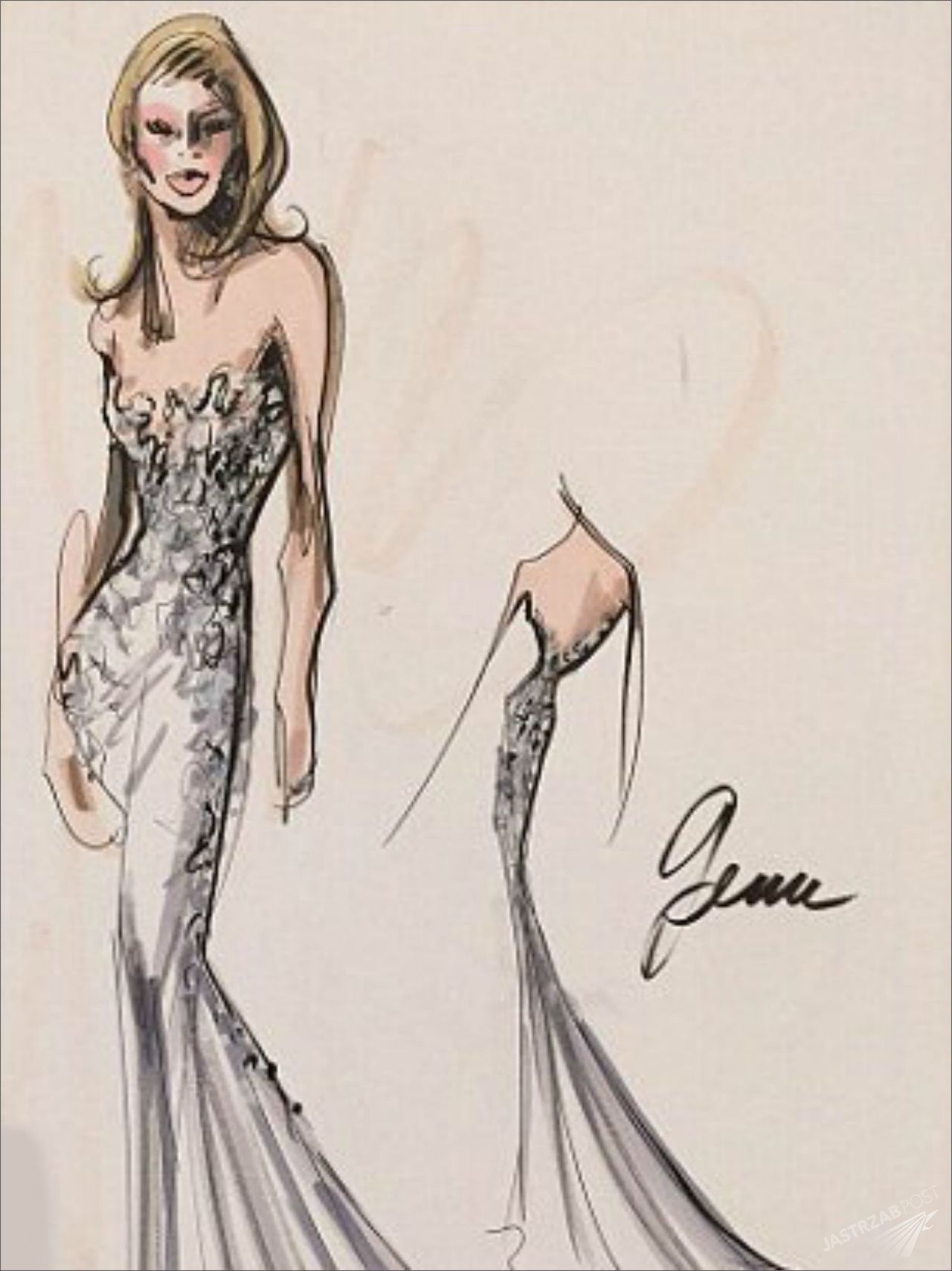 Foto: Mark Zunino Szkic sukni Marka Zunino dla Jennifer Aniston