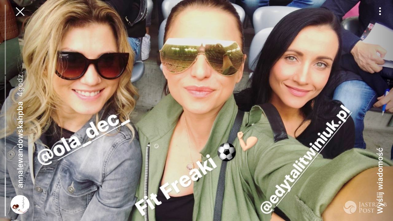 Anna Lewandowska, Edyta Litwniuk i Ola Dec na meczu