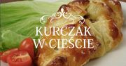 Kurczak w cieście francuskim, nadziewany farszem ze szpinaku i sera fety. Pycha!