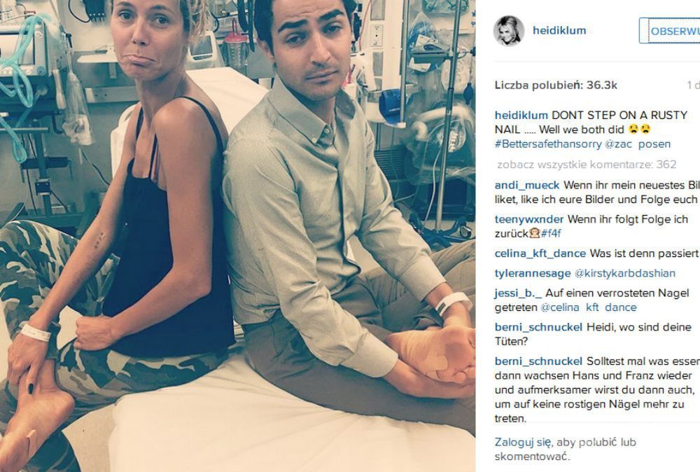 Heidi Klum i Zac Posen trafili do szpitala