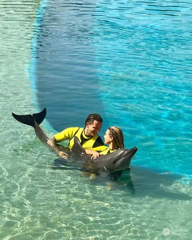 Małgorzata Rozenek i Radosław Majdan pływają z delfinami