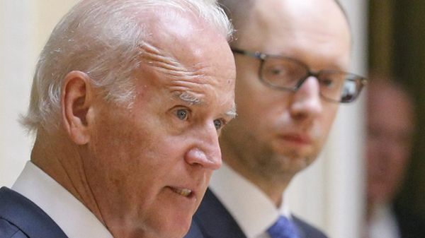 Wicepremier USA Joe Biden i premier Ukrainy Arsenij Jaceniuk