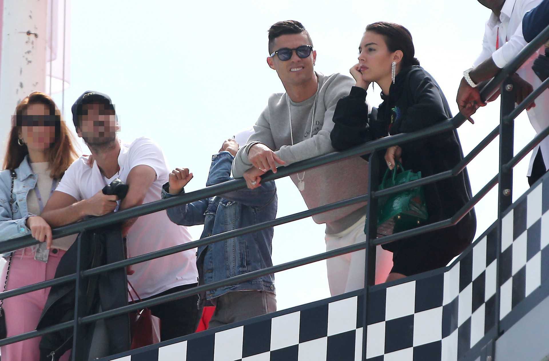 Cristino Ronaldo z synem i partnerką Georginą Rodriguez na Grand Prix Monaco 2019