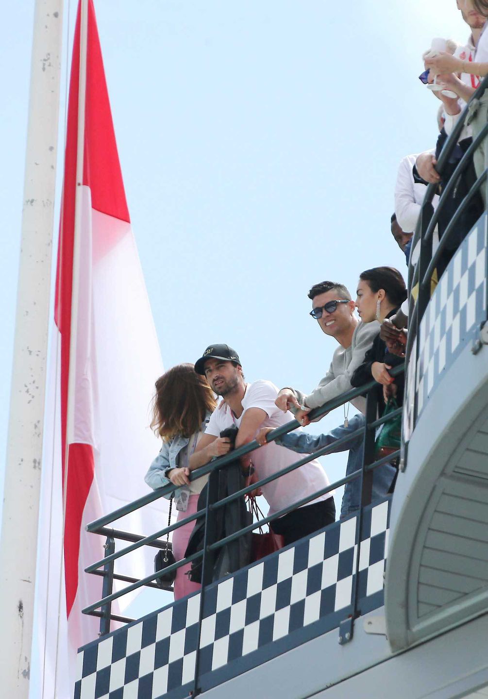 Cristino Ronaldo z synem i partnerką Georginą Rodriguez na Grand Prix Monaco 2019