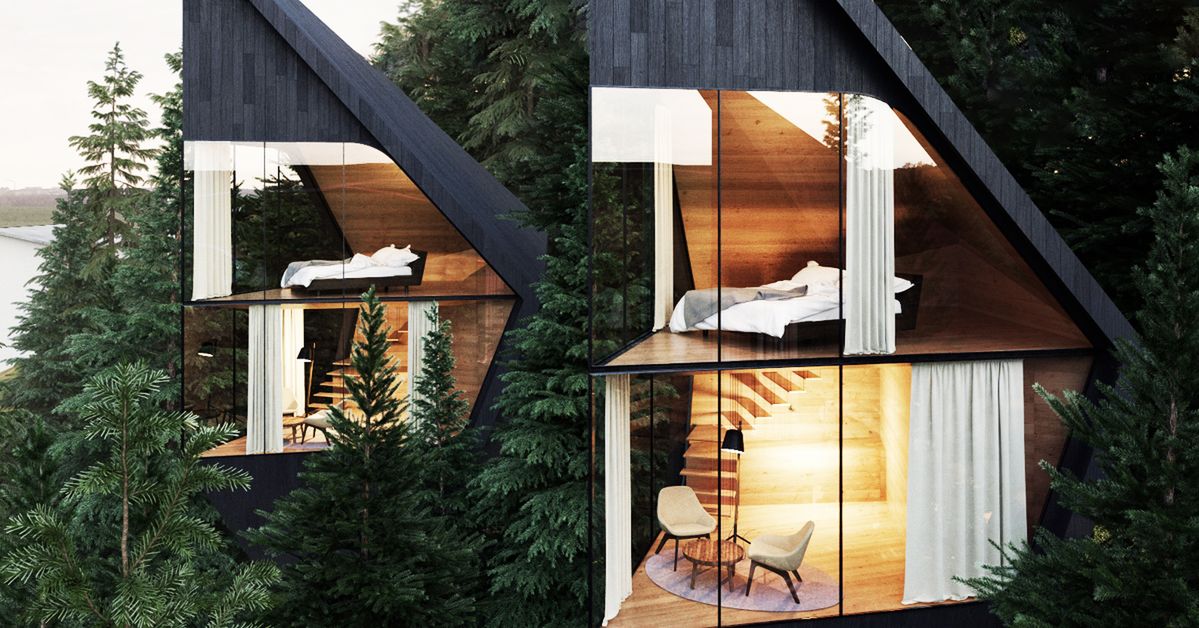 Architekt stworzył funkcjonalne domy w środku lasu. Wyglądają bardzo futurystycznie!