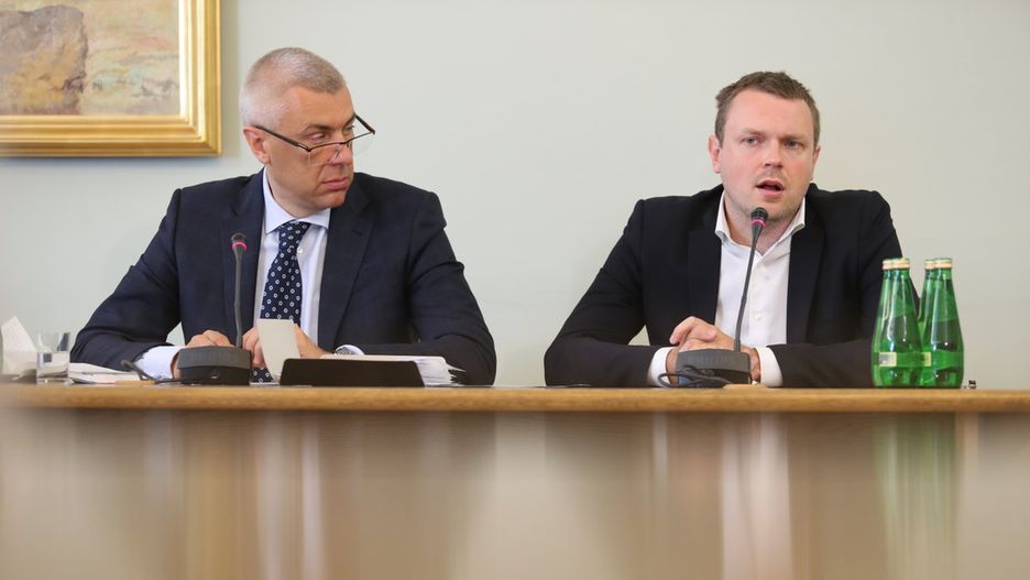 Michał Tusk i Roman Giertych podczas przesłuchania przed komisją śledczą ds. Amber Gold.