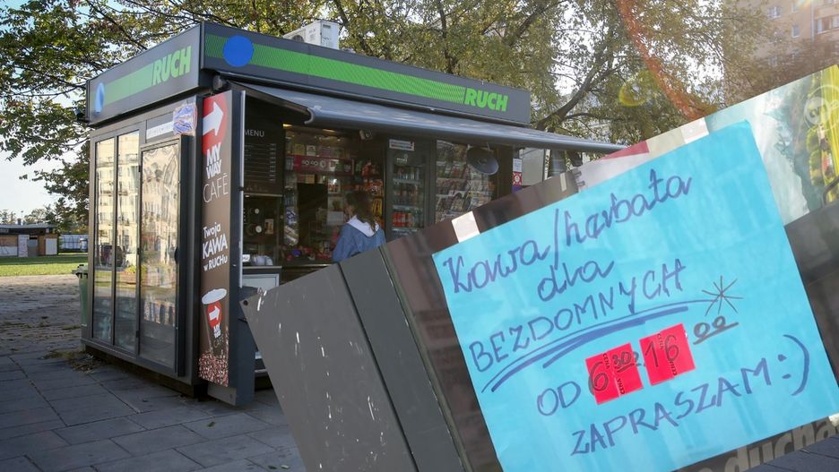 Na kiosku pani Oli pojawiła się karteczka skierowana do osób bezdomnych 