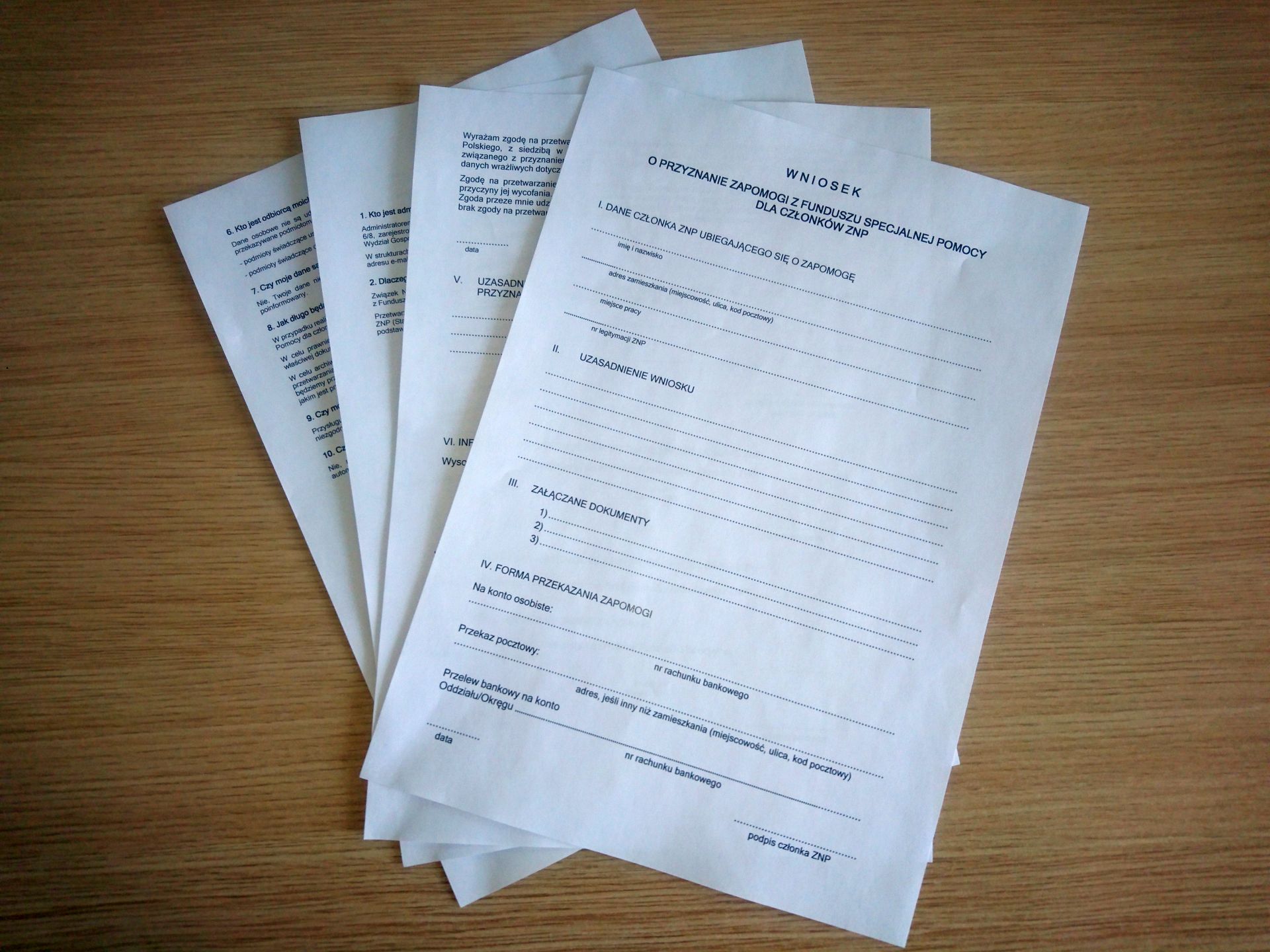 Wniosek o zapomogę dla członków ZNP 