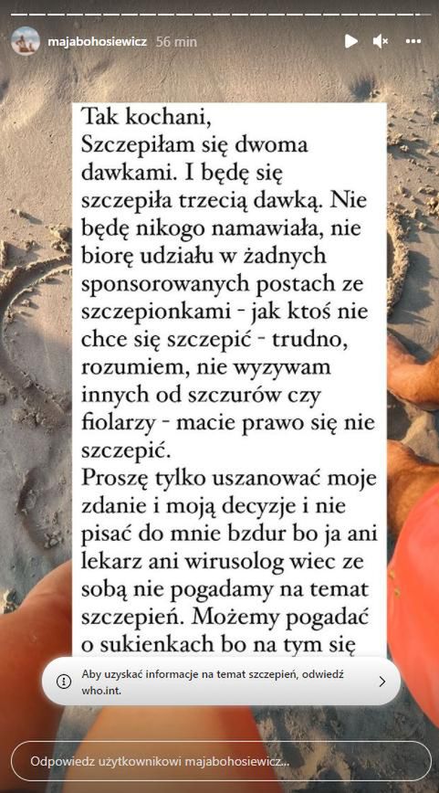 Maja Bohosiewicz odważnie o szczepieniach