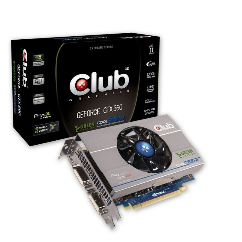Zielony GeForce GTX 560 Ti od Club 3D