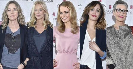 Bogna Sworowska, Lidia Popiel i Agata Nizińska postawiły na granat, a Agnieszka Cegielska wybrała pudrową sukienkę