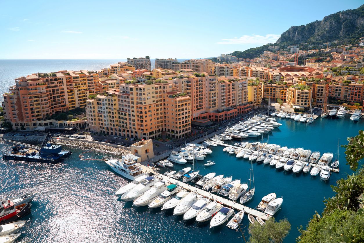 View of luxury yachts in harbor of Monaco. 