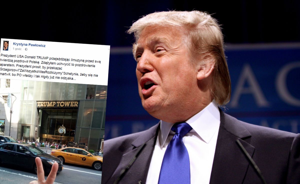 Pawłowicz przed Trump Tower. "Zdążyłam uchwycić to pozdrowienie aparatem"