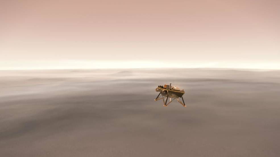 Wizualizacja lądowania sondy na powierzchni Marsa