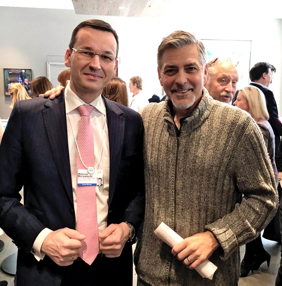Mateusz Morawiecki i Goerge Clooney.