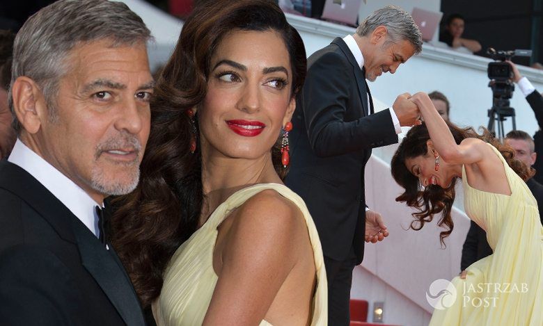 George Clooney z żoną na festiwalu w Cannes. Amal miała problem z zapanowaniem nad okazałą suknią