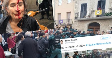 Zamieszki w Katalonii. Ludzie próbują głosować, policja strzela gumowymi kulkami