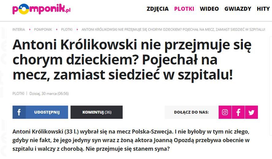 Artykuł Pomponika o Królikowskim