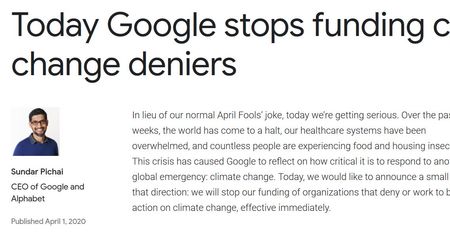 Google rezygnuje ze wspierania denialistów klimatycznych? Zbyt piękne, żeby było prawdziwe