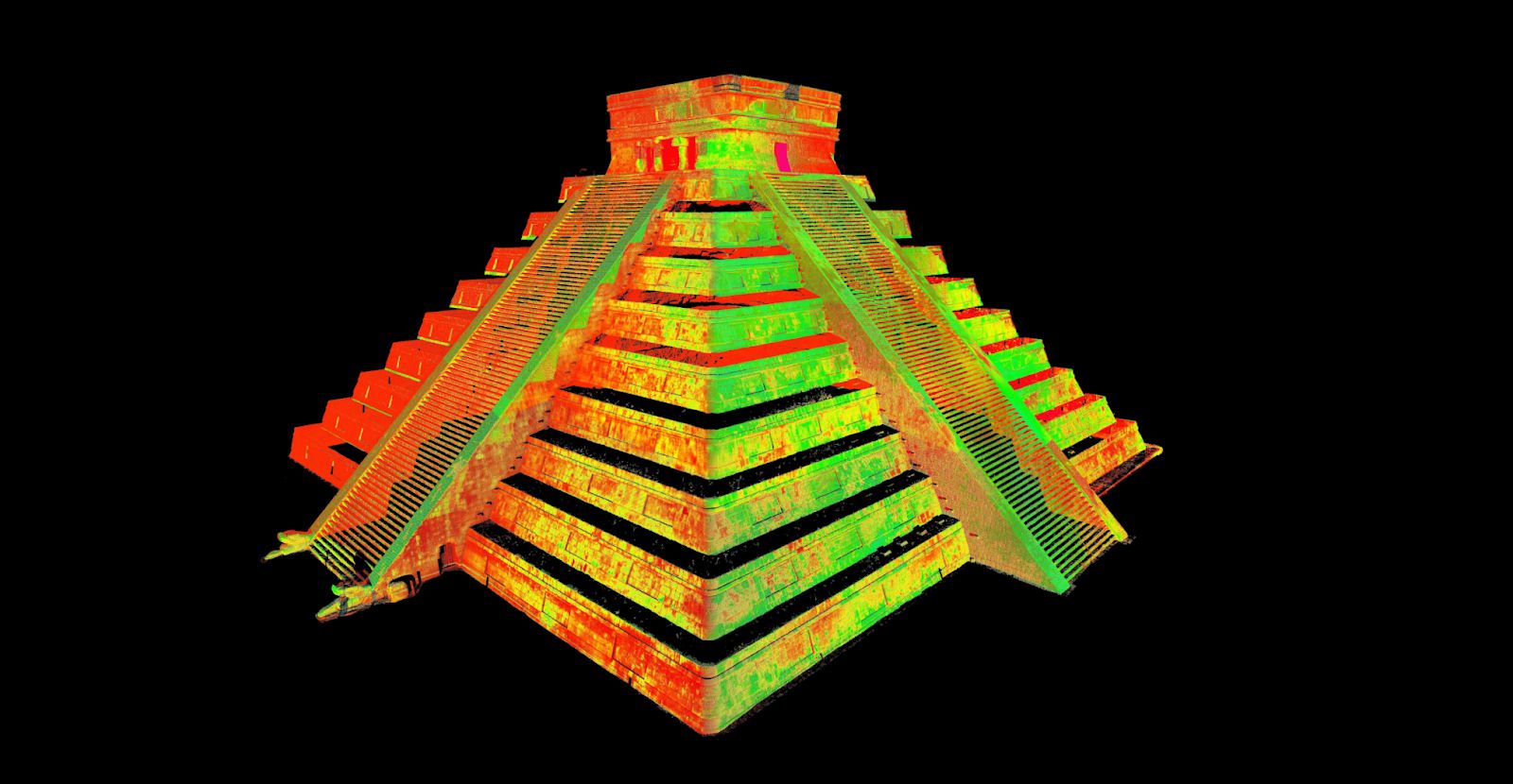 El Castillo, świątynia Kukulkan w Chichén Itzá w Meksyku — chmura punktów 3D