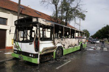 Autobus spłonął w centrum miasta