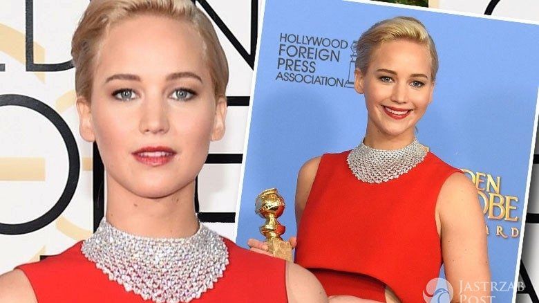 Kreacja: Dior, biżuteria: Chopard. Jennifer Lawrence, Złote Globy 2016 (fot. East News, ONS)