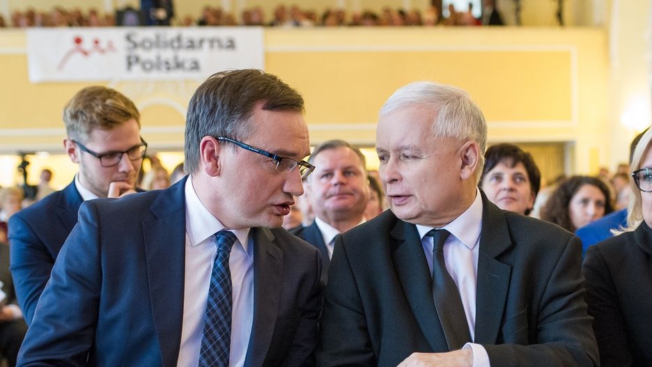 Zbigniew Ziobro, Jarosław Kaczyński i Beata Kempa. Konwencja Solidarnej Polski, koalicjanta PiS.