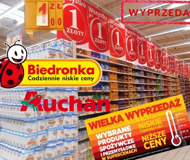 Promocje w marketach. W Auchan produkty za 1 zł, w Biedronce za 0,49 zł. Wojna na niskie ceny.