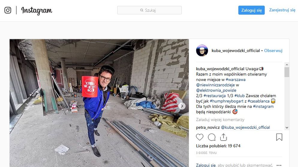 Kuba Wojewódzki na placu budowy.