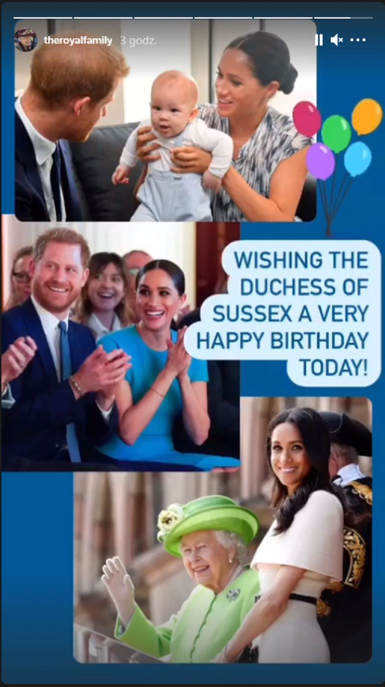 Królowa Elżbieta II składa życzenia Meghan Markle z okazji 40. urodzin