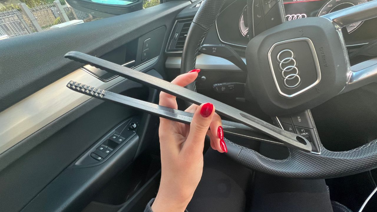 Kitchen tongs in the car