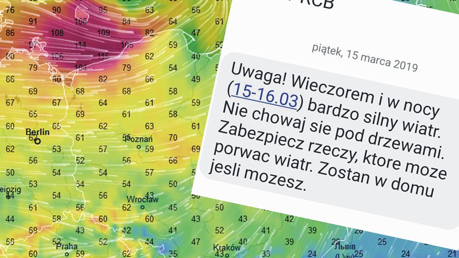 Nad samym morzem i w górach porywy wiatru przekroczą 110 km/h