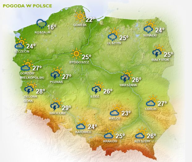 Prognoza pogody na 29 i 30 maja. Możliwe burze z gradem. Ostrzeżenie IMGW