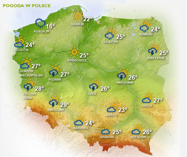 Prognoza pogody na 29 i 30 maja. Możliwe burze z gradem. Ostrzeżenie IMGW