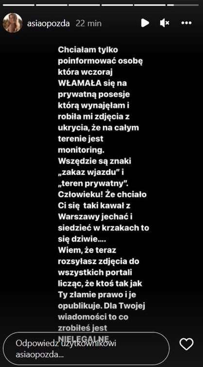 Joanna Opozda o włamaniu