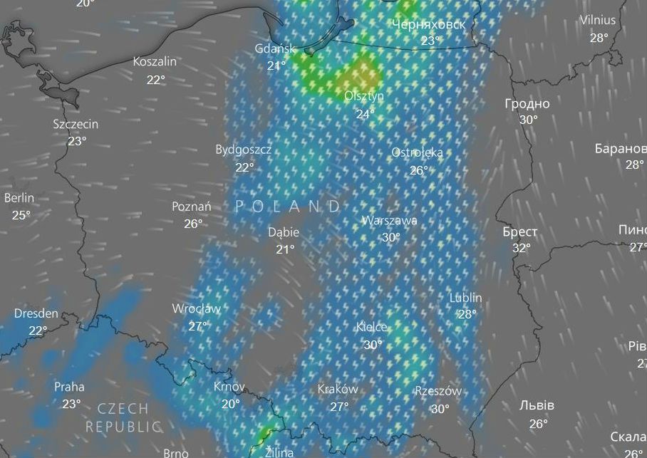 Burze zapowiadane na piątek 