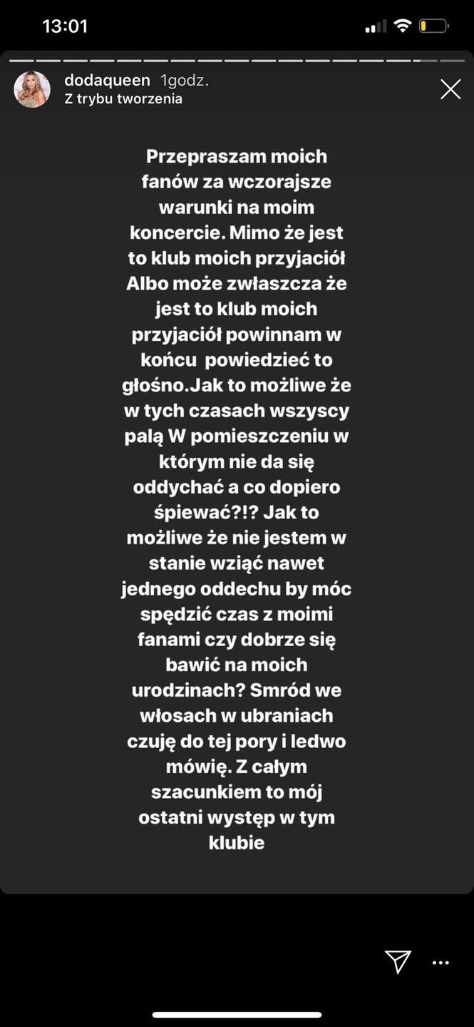 Doda przeprasza swoich fanów 