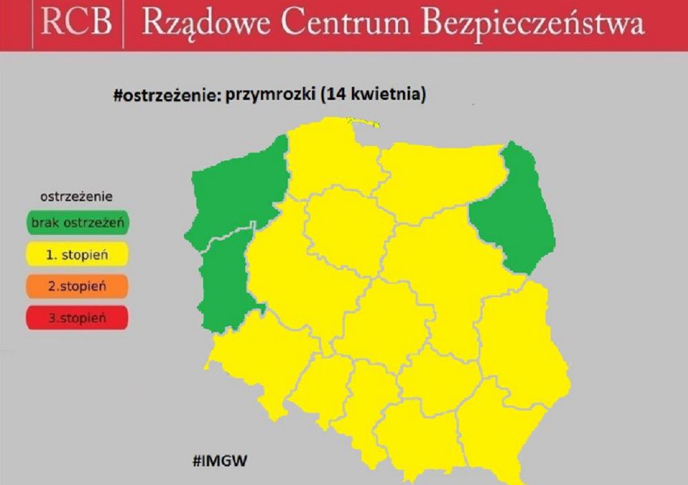 Ostrzeżenia IMGW dla prawie całej Polski. W nocy nawet -6 st. C