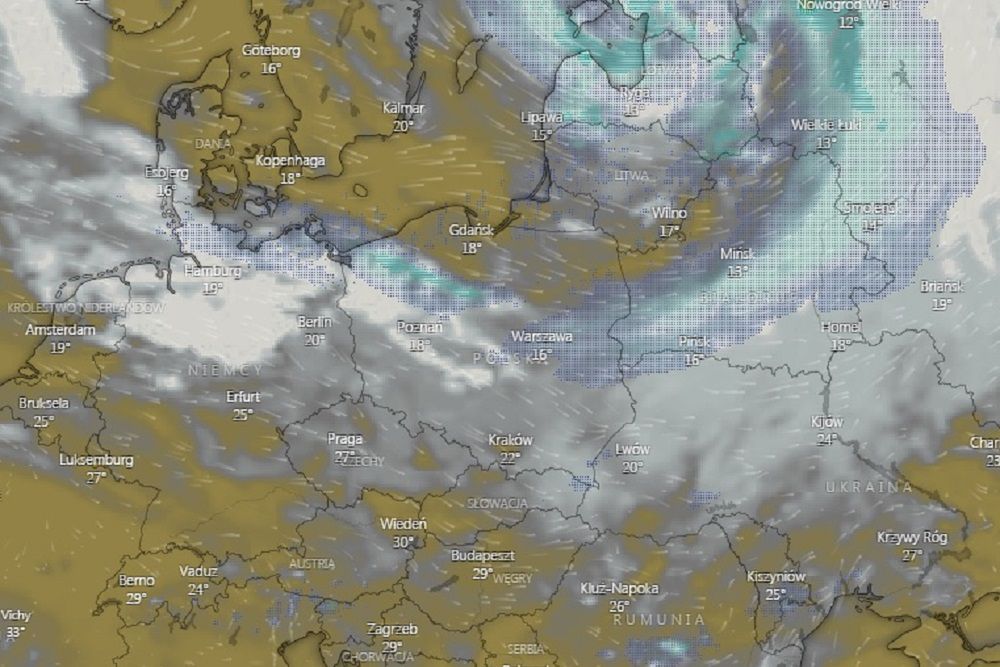 Pogoda. Potężny system zimnego frontu. Deszcz i ochłodzenie