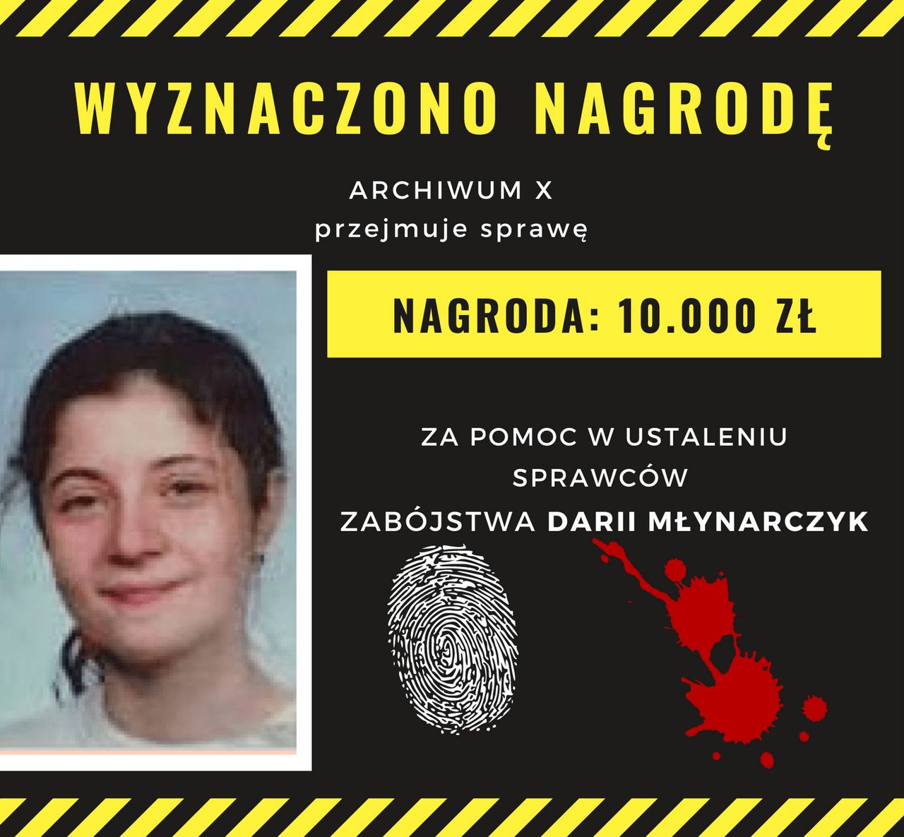 10.000 zł nagrody za informację o zaginionej Darii Młynarczyk