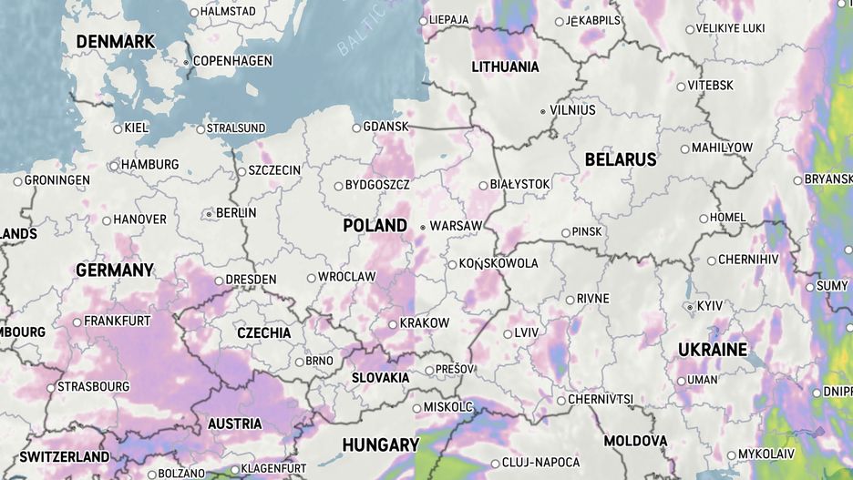 Zachmurzenie nad Polską - sobota 30 listopada