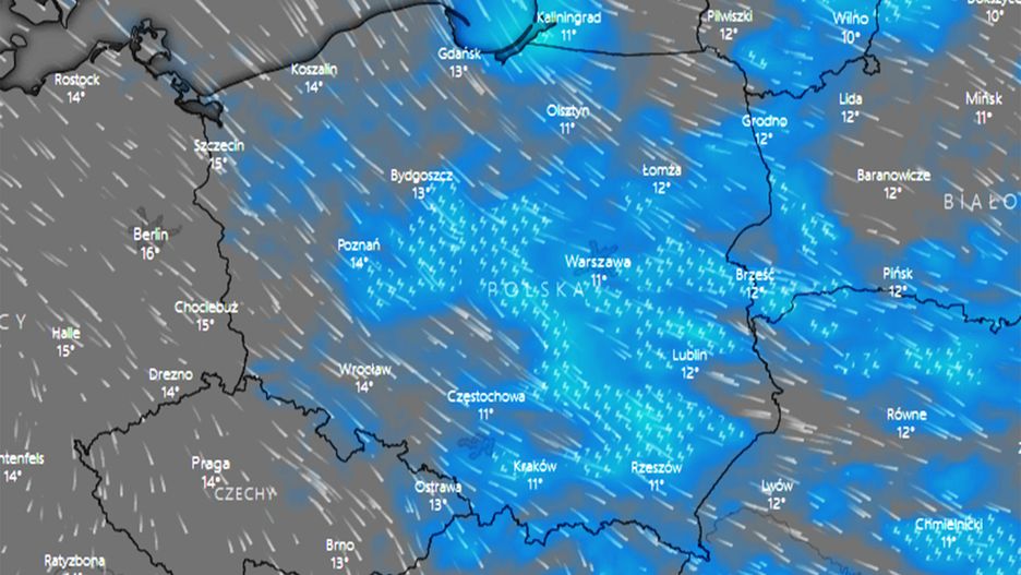 Pogoda. Wieczorem strefa burz obejmowała znaczną część Polski