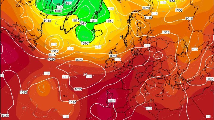 Model pogodowy Wetter Zentrale dla Europy na godz. 12 dnia 3.08.2018 r.