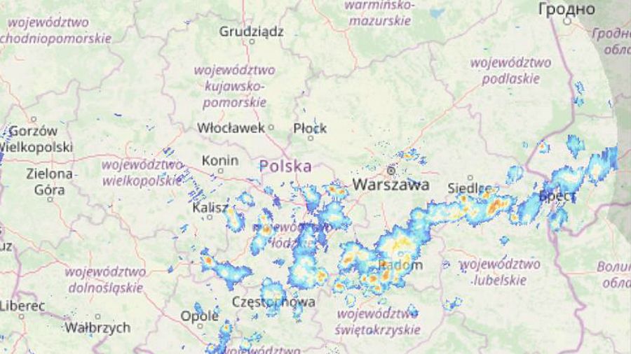 Gdzie są burze. Mapa z godziny 17.00
